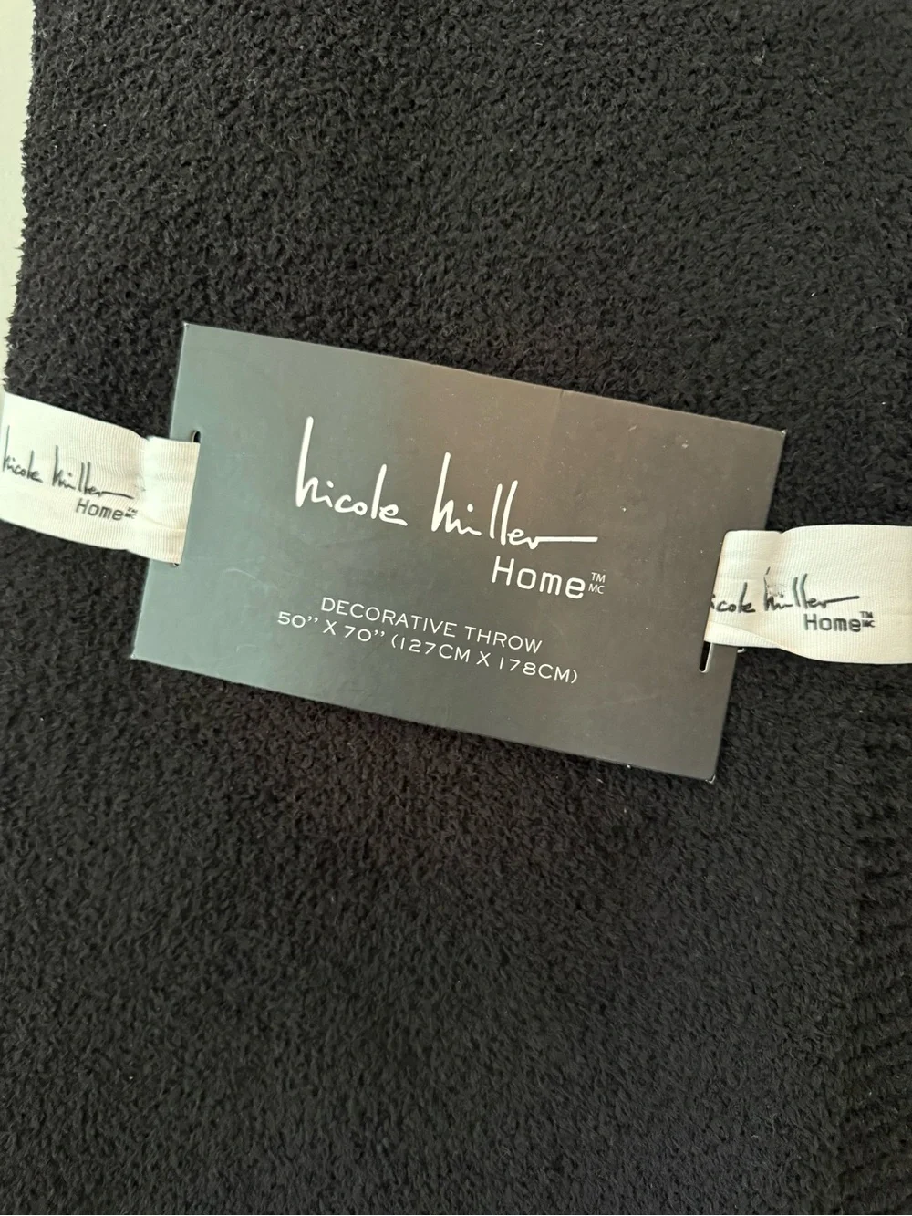 Nicole Miller Black Plush Bath Throw